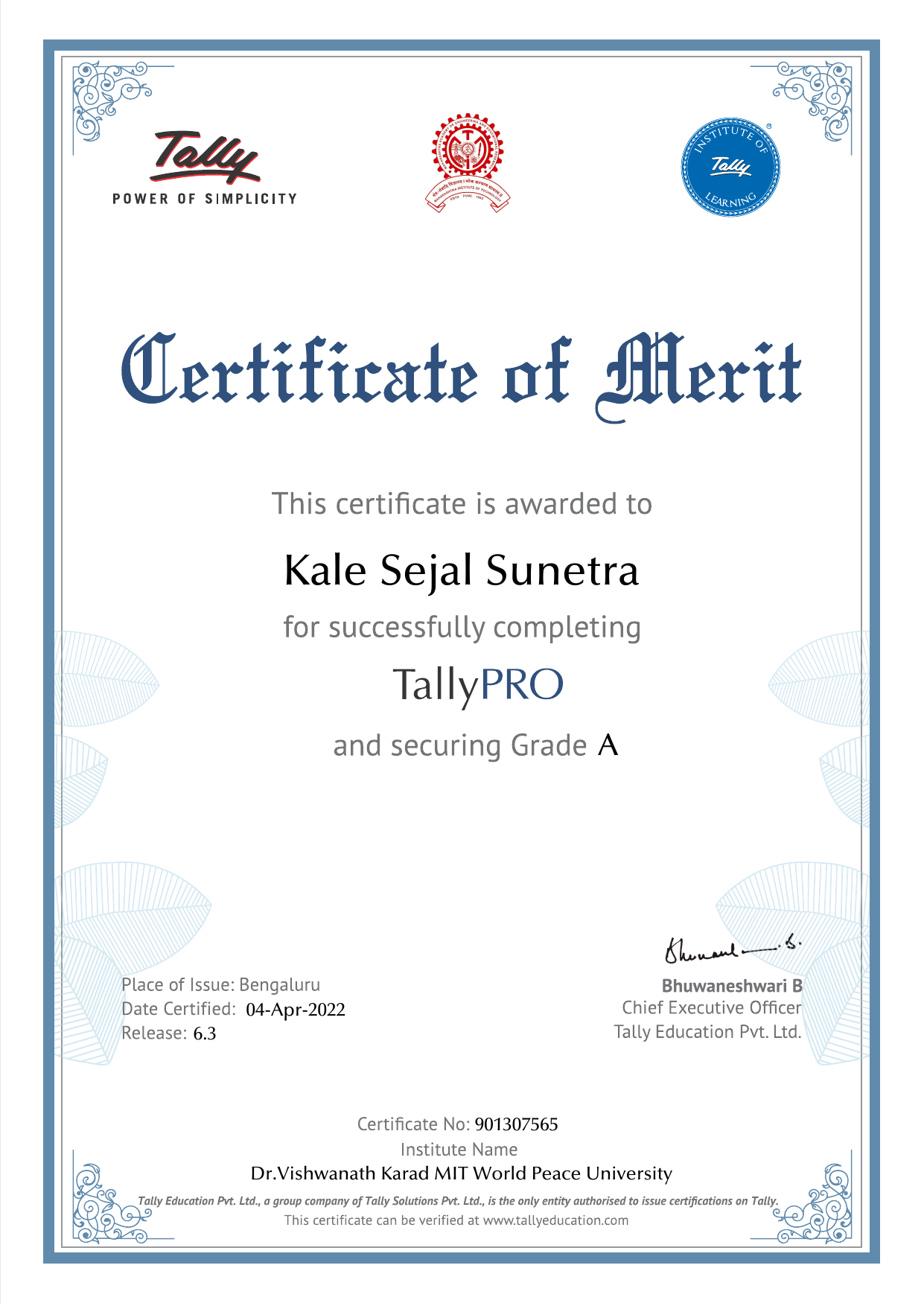 Certificate