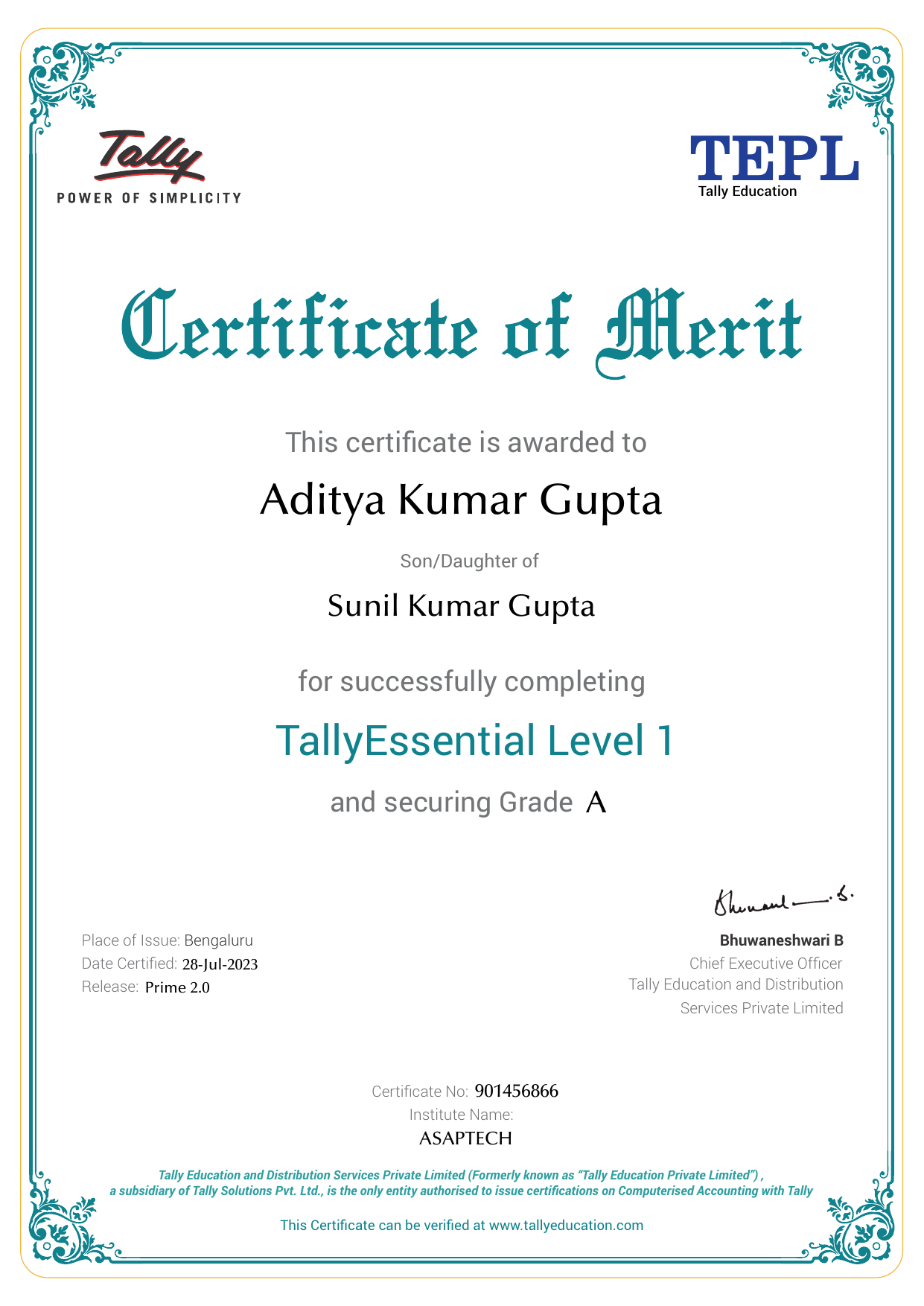 Certificate
