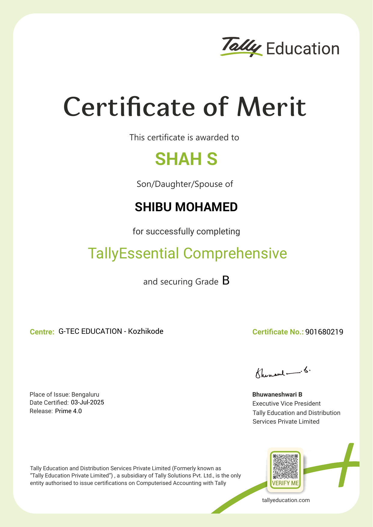 Certificate