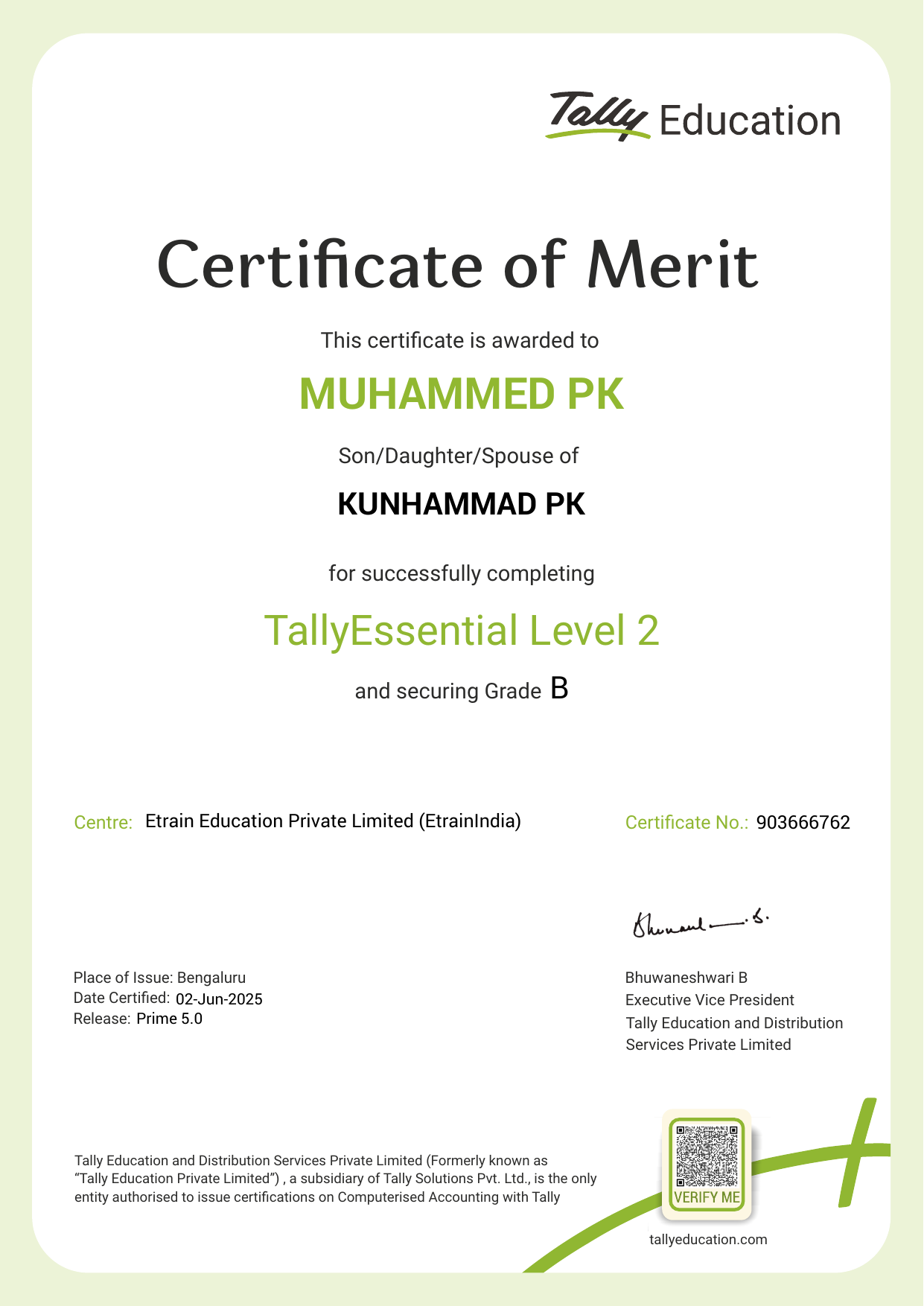Certificate