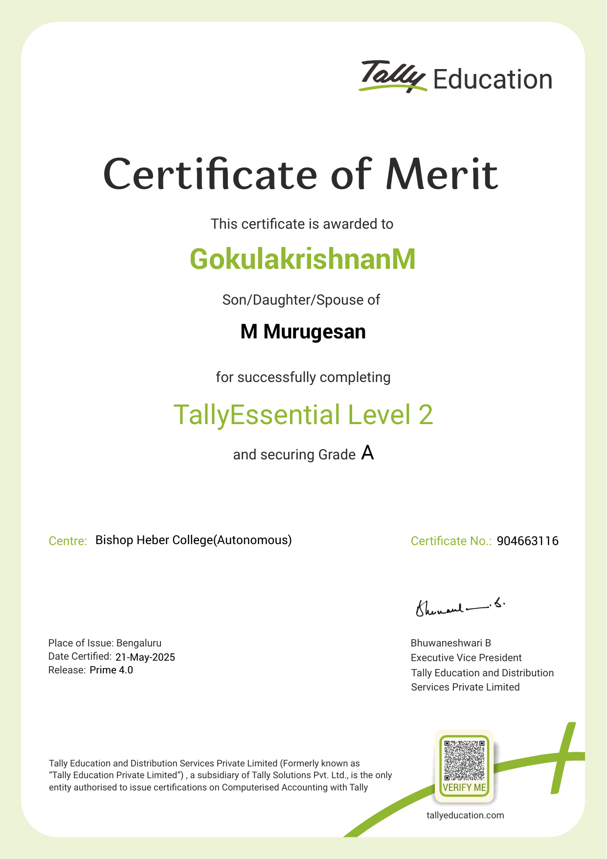 Certificate