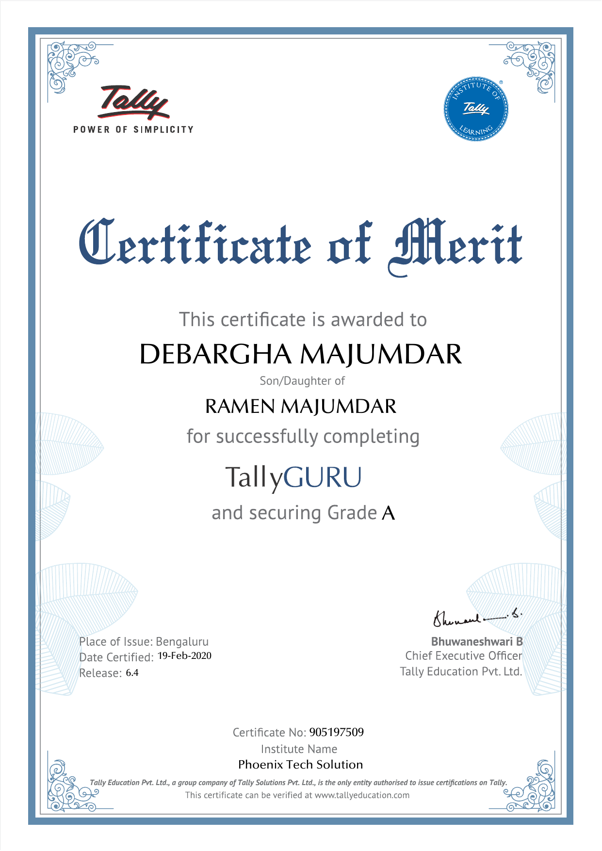 Certificate