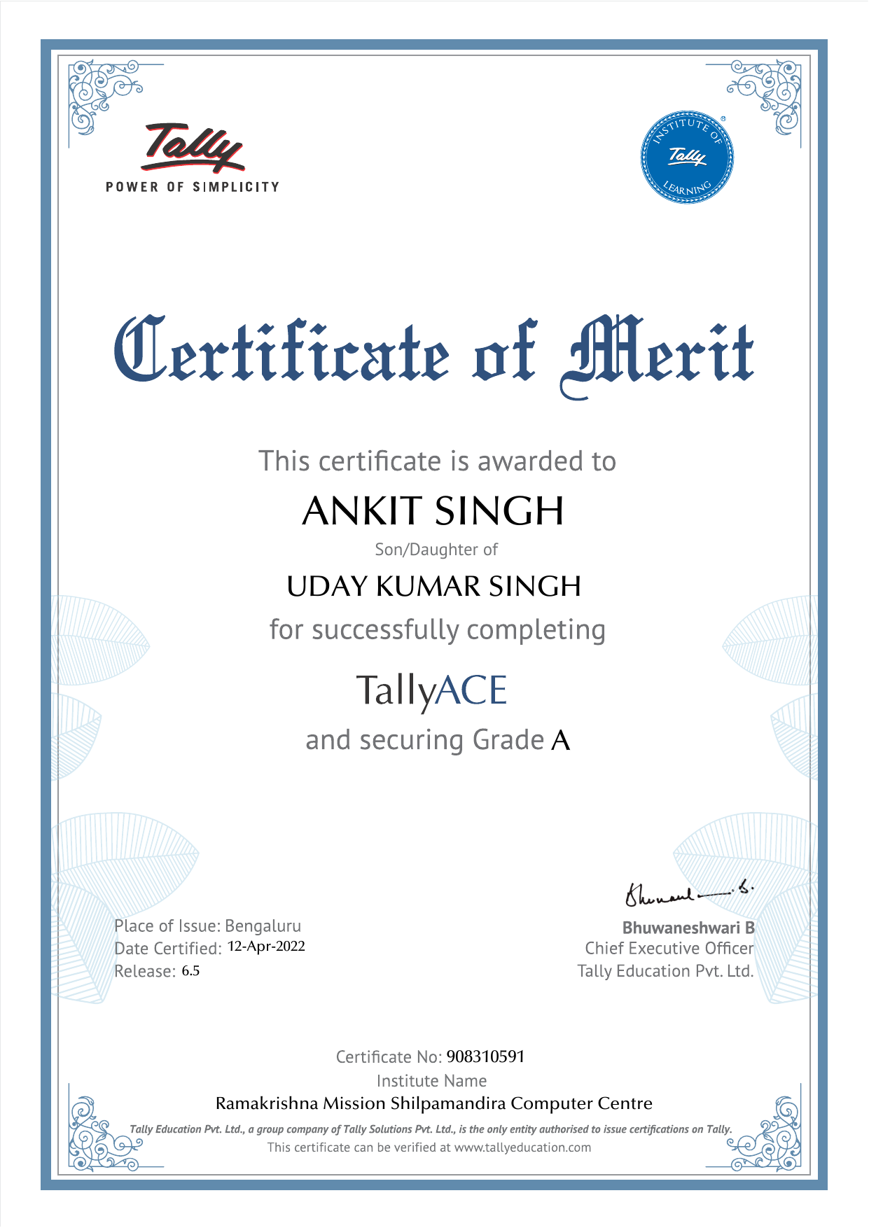 Certificate